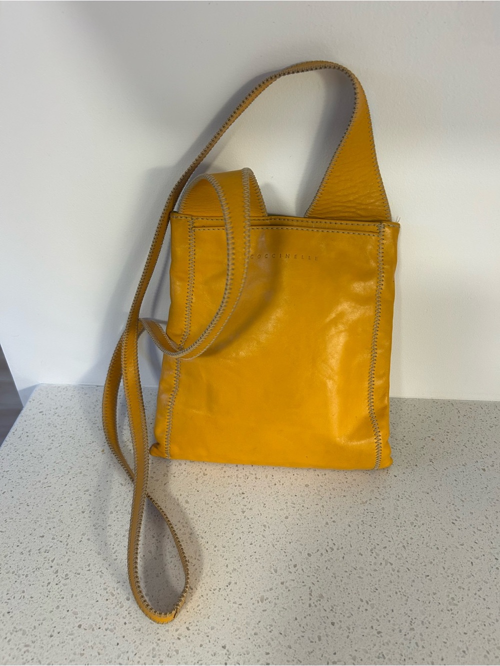 Beautiful and colourful Coccinelle Yellow Leather Crossbody Tote❤️